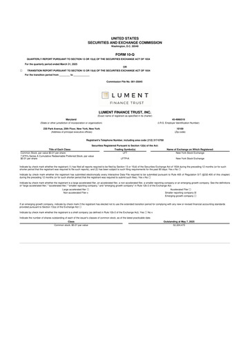 Vorschaubild Lument Finance Trust 10-Q Quartalsbericht  