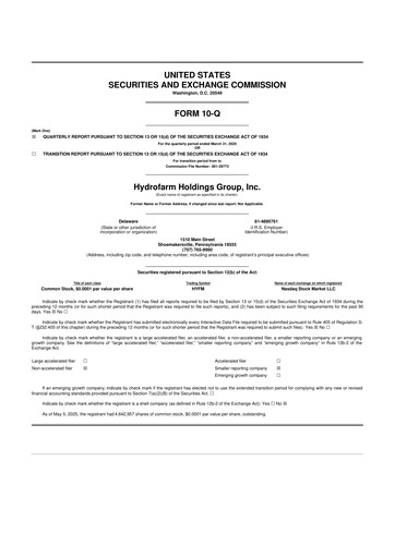 Thumbnail Hydrofarm 10-Q Quarterly Report FY2025 