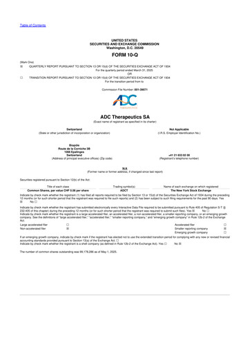 Thumbnail ADC Therapeutics 10-Q Quarterly Report FY2025 