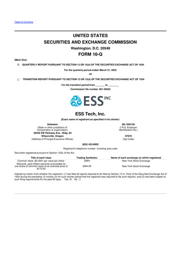Thumbnail ESS Tech 10-Q Quarterly Report FY2025 