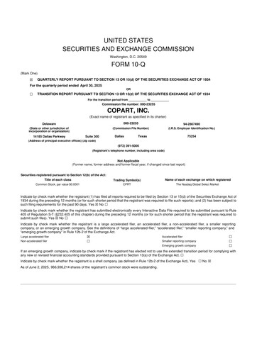 Miniature Copart
 10-Q Rapport trimestriel 2025 