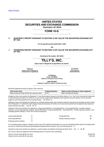 Thumbnail Tillys
 10-Q Quarterly Report FY2025 