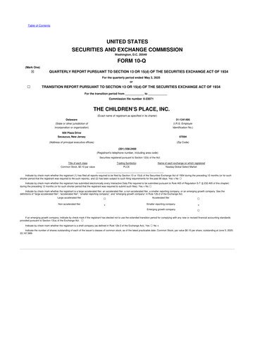 Thumbnail The Children's Place
 10-Q Quarterly Report FY2025 