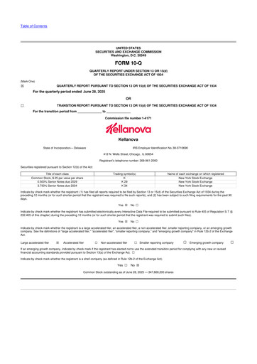 Thumbnail Kellanova 
 (Kellogg's) 10-Q Quarterly Report FY2025 