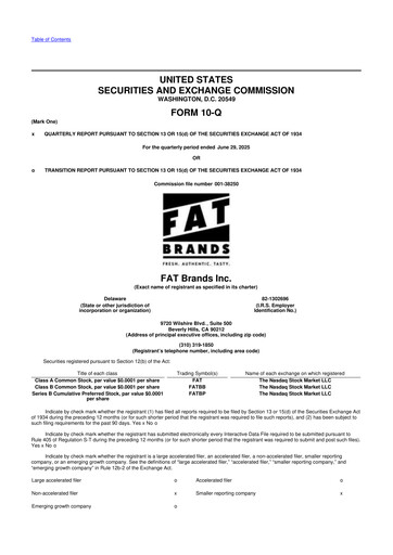 Miniature FAT Brands 10-Q Rapport trimestriel 2025 