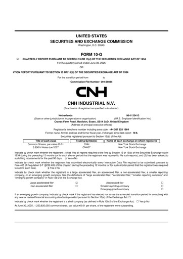 Thumbnail CNH Industrial
 10-Q Quarterly Report FY2025 