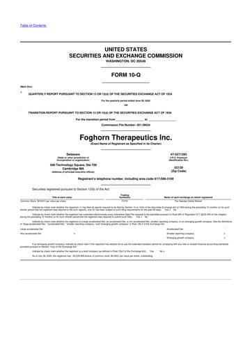 Miniature Foghorn Therapeutics 10-Q Rapport trimestriel 2025 