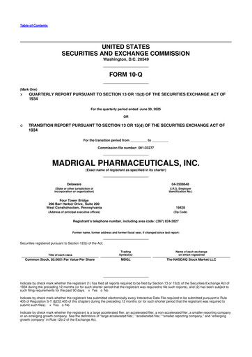 Thumbnail Madrigal Pharmaceuticals
 10-Q Quarterly Report FY2025 