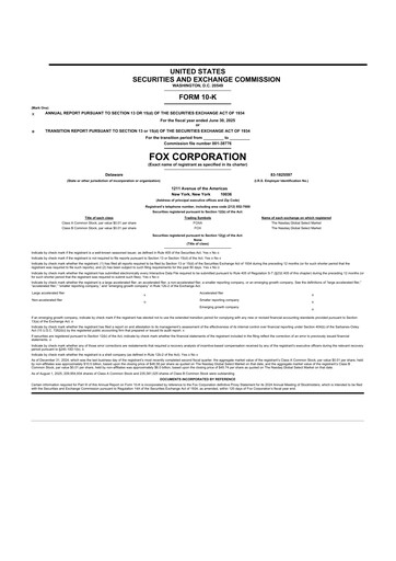 Thumbnail Fox Corporation 10-K Annual Report 2025