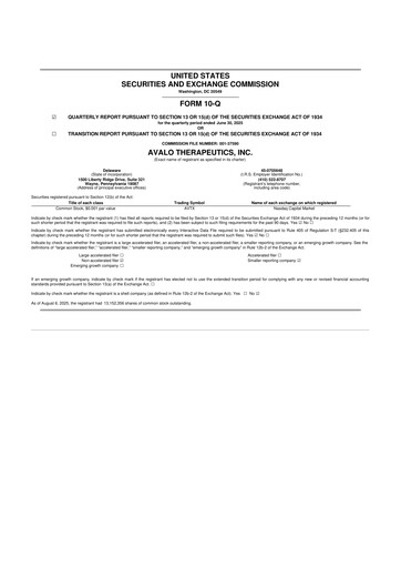 Thumbnail Avalo Therapeutics 10-Q Quarterly Report FY2025 