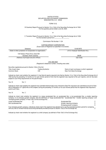 Miniature Curtiss-Wright
 10-Q Rapport trimestriel 2025 