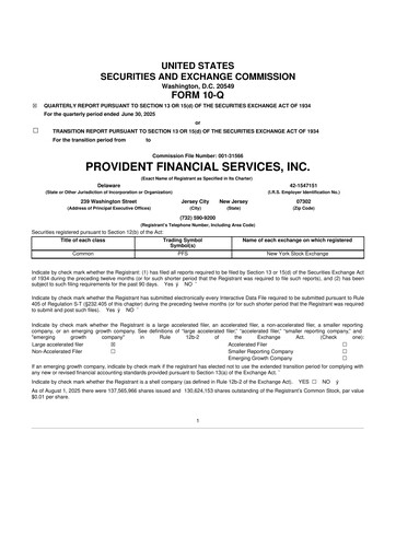 Thumbnail Provident Financial Services 10-Q Quarterly Report FY2025 