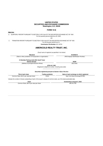 Thumbnail Americold 10-Q Quarterly Report FY2025 