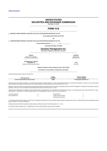 Thumbnail Carisma Therapeutics 10-Q Quarterly Report FY2025 