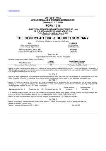 Thumbnail Goodyear 10-Q Quarterly Report FY2025 