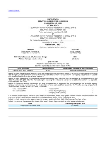 Thumbnail Artivion 10-Q Quarterly Report FY2025 