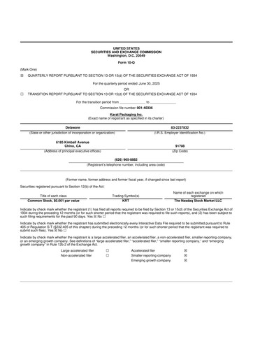 Thumbnail Karat Packaging 10-Q Quarterly Report FY2025 