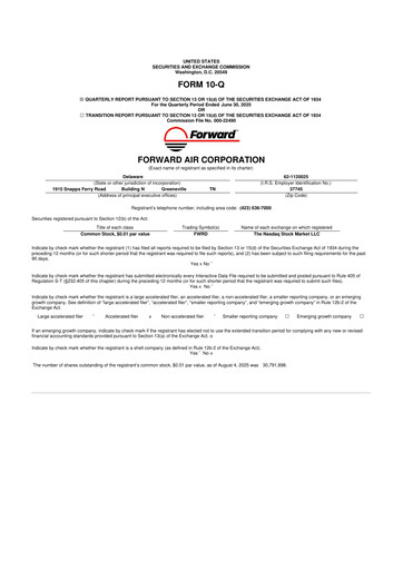 Thumbnail Forward Air 10-Q Quarterly Report FY2025 