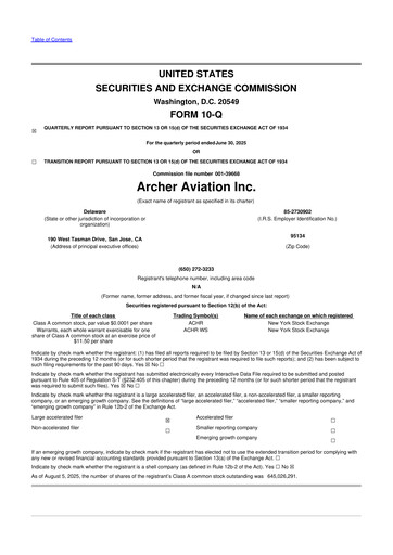 Thumbnail Archer Aviation 10-Q Quarterly Report FY2025 