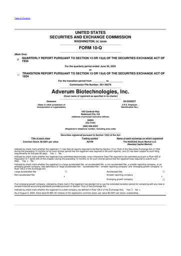 Thumbnail Adverum Biotechnologies
 10-Q Quarterly Report FY2025 