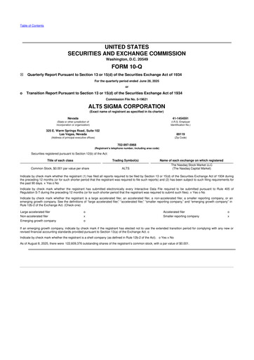 Vorschaubild ALT5 Sigma 10-Q Quartalsbericht 2025 