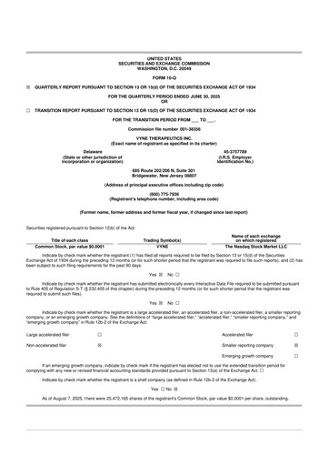 Vorschaubild VYNE Therapeutics 10-Q Quartalsbericht 2025 