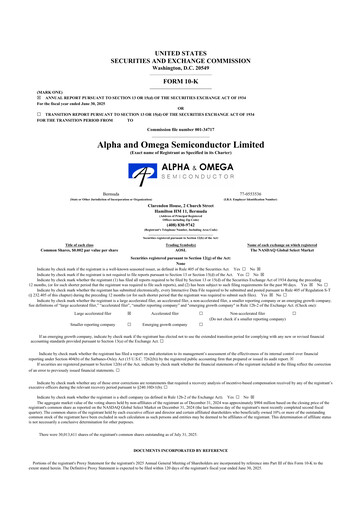 Thumbnail Alpha & Omega Semiconductor 10-K Annual Report 2025