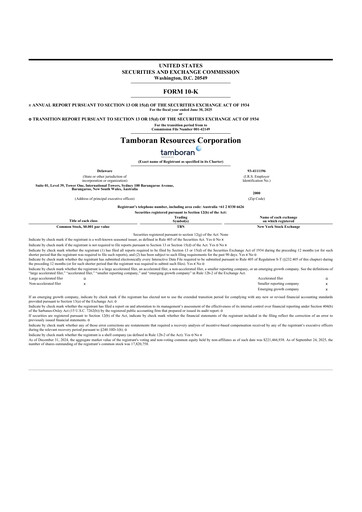 Thumbnail Tamboran Resources 10-K Annual Report 2025