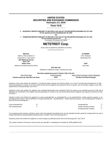 Thumbnail Netstreit 10-Q Quarterly Report FY2025 