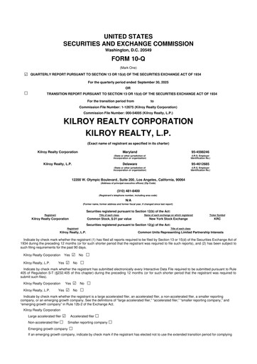 Thumbnail Kilroy Realty 10-Q Quarterly Report FY 