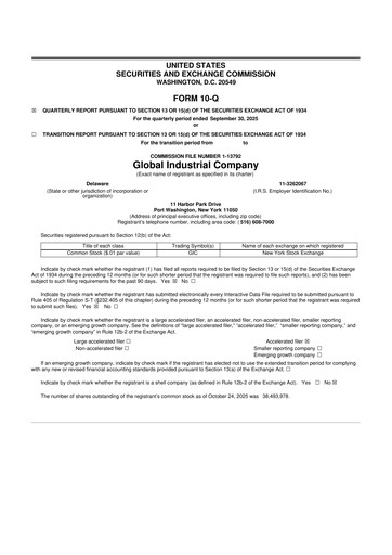 Thumbnail Global Industrial Company 10-Q Quarterly Report FY2025 