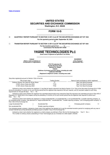 Thumbnail Trane Technologies
 10-Q Quarterly Report FY2025 