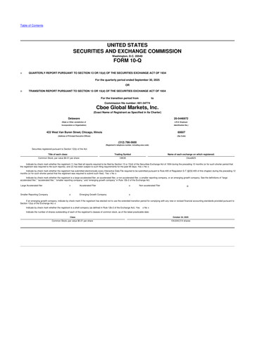 Thumbnail Cboe Global Markets 10-Q Quarterly Report FY2025 