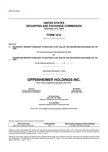 Thumbnail Oppenheimer Holdings
 10-Q Quarterly Report FY2025 