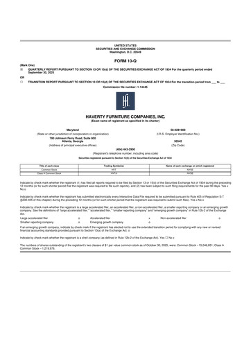 Thumbnail Havertys 10-Q Quarterly Report FY2025 