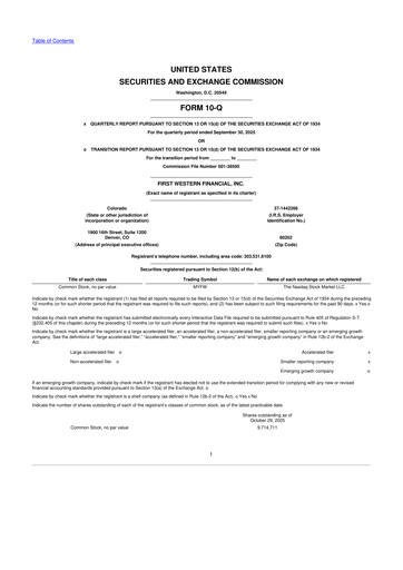 Vorschaubild First Western Financial 10-Q Quartalsbericht 2025 