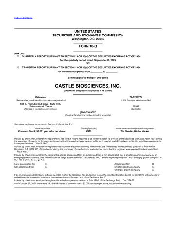 Vorschaubild Castle Biosciences 10-Q Quartalsbericht 2025 
