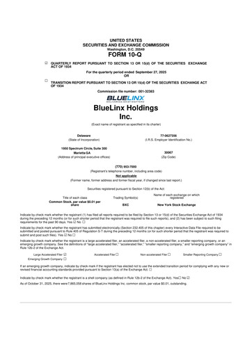 Thumbnail Bluelinx 10-Q Quarterly Report FY2025 