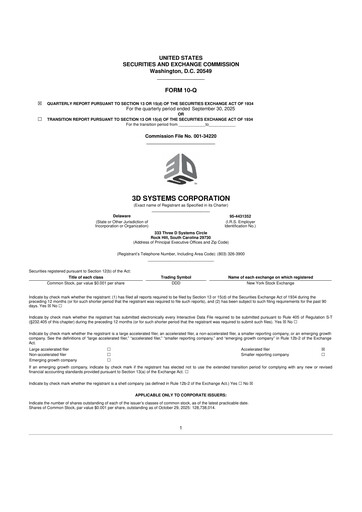 Thumbnail 3D Systems 10-Q Quarterly Report FY2025 