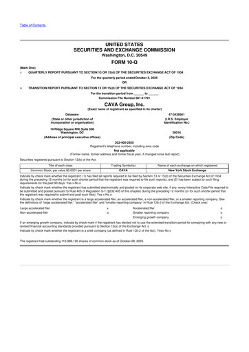 Vorschaubild CAVA Group 10-Q Quartalsbericht 2025 
