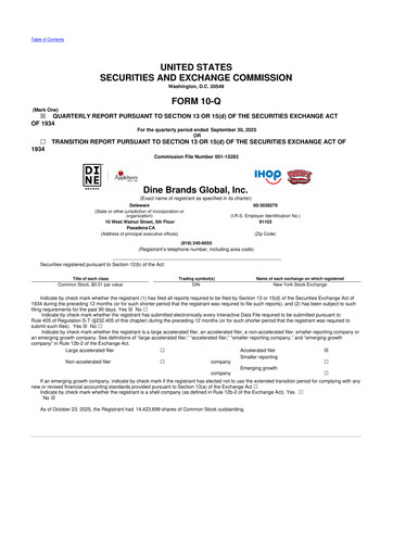 Thumbnail Dine Brands Global 10-Q Quarterly Report FY2025 