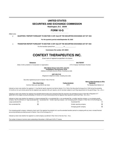 Thumbnail Context Therapeutics 10-Q Quarterly Report FY2025 