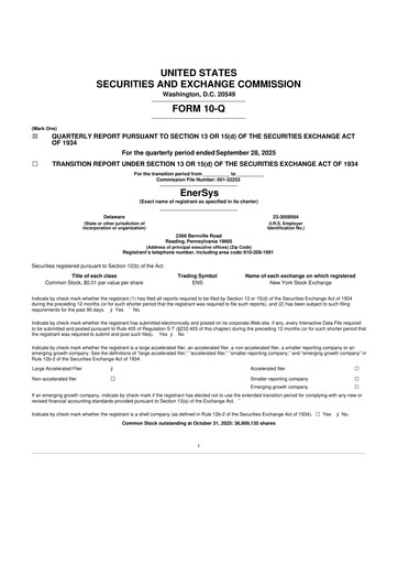 Thumbnail EnerSys 10-Q Quarterly Report FY2026 