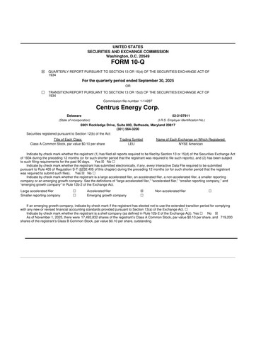 Vorschaubild Centrus Energy 10-Q Quartalsbericht 2025 