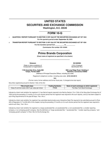 Thumbnail Primo Brands 10-Q Quarterly Report FY2025 