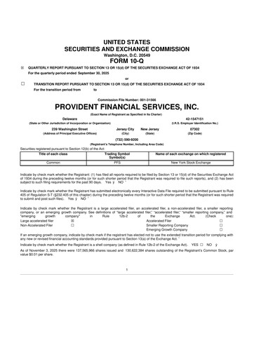 Thumbnail Provident Financial Services 10-Q Quarterly Report FY2025 