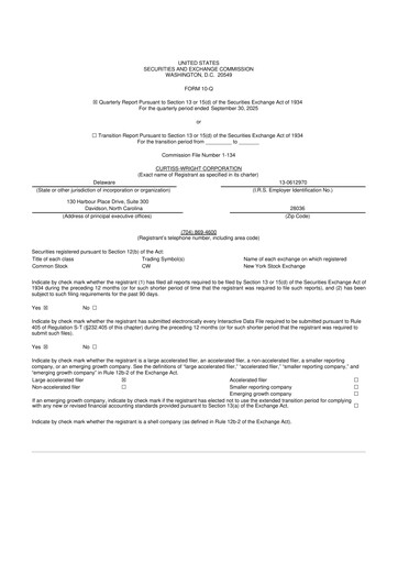 Miniature Curtiss-Wright
 10-Q Rapport trimestriel 2025 
