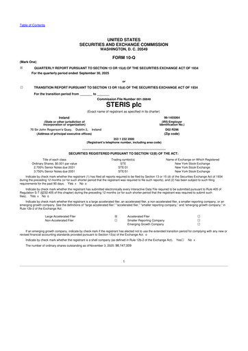 Miniature Steris 10-Q Rapport trimestriel 2026 
