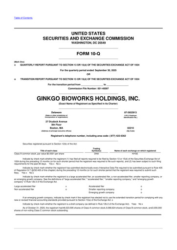 Thumbnail Ginkgo Bioworks
 10-Q Quarterly Report FY2025 