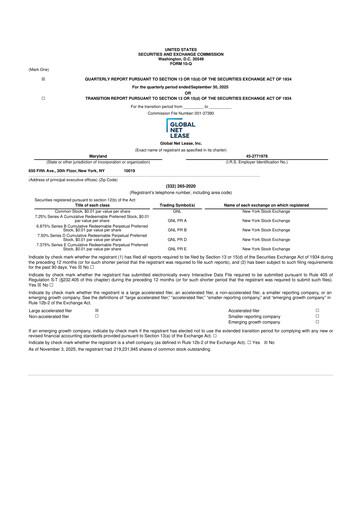 Miniature Global Net Lease
 10-Q Rapport trimestriel 2025 